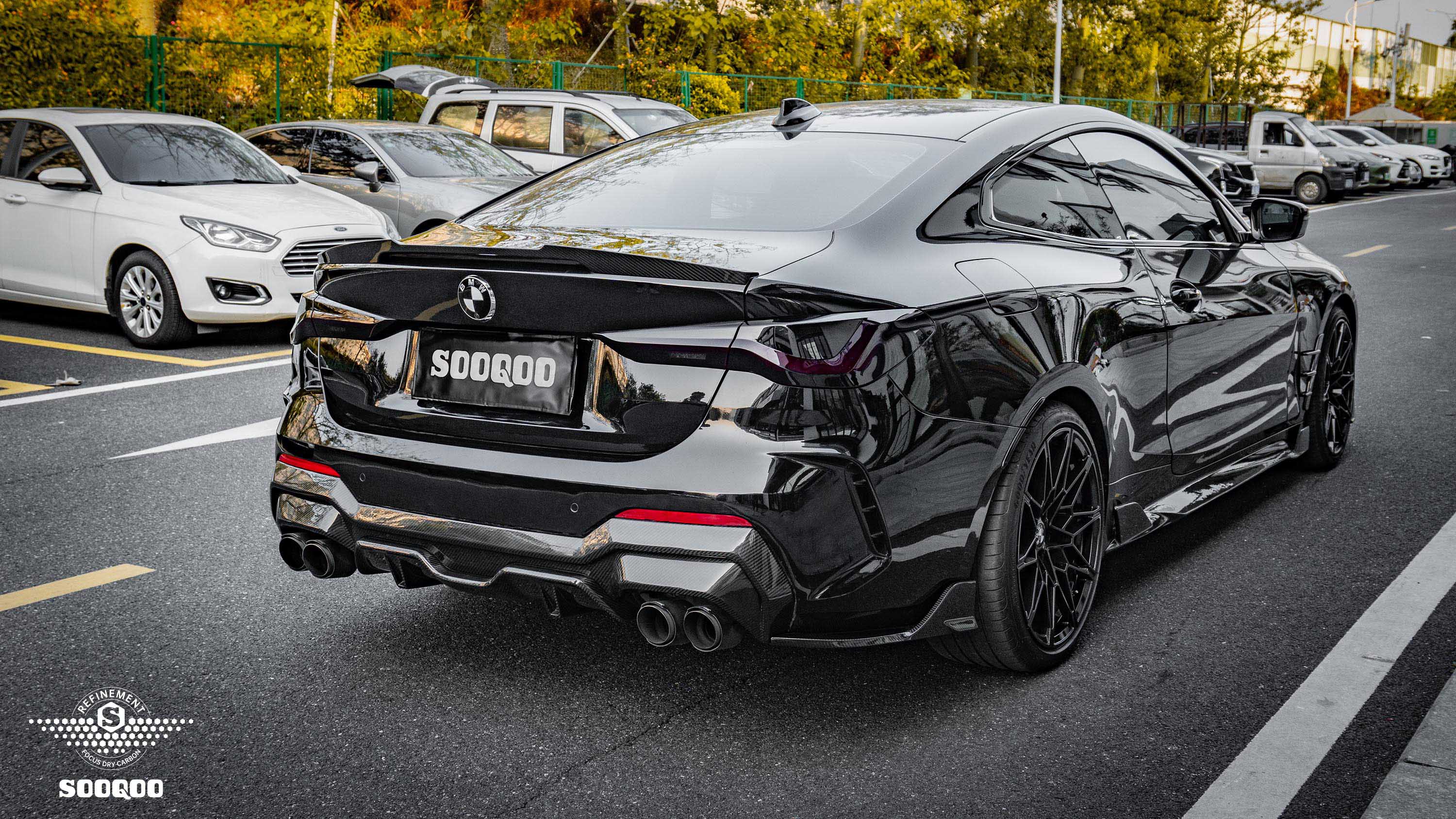Sooqoo Pre Pregged Dry Carbon Fiber Rear Diffuser for BMW 4 Series G22 G23 2020+