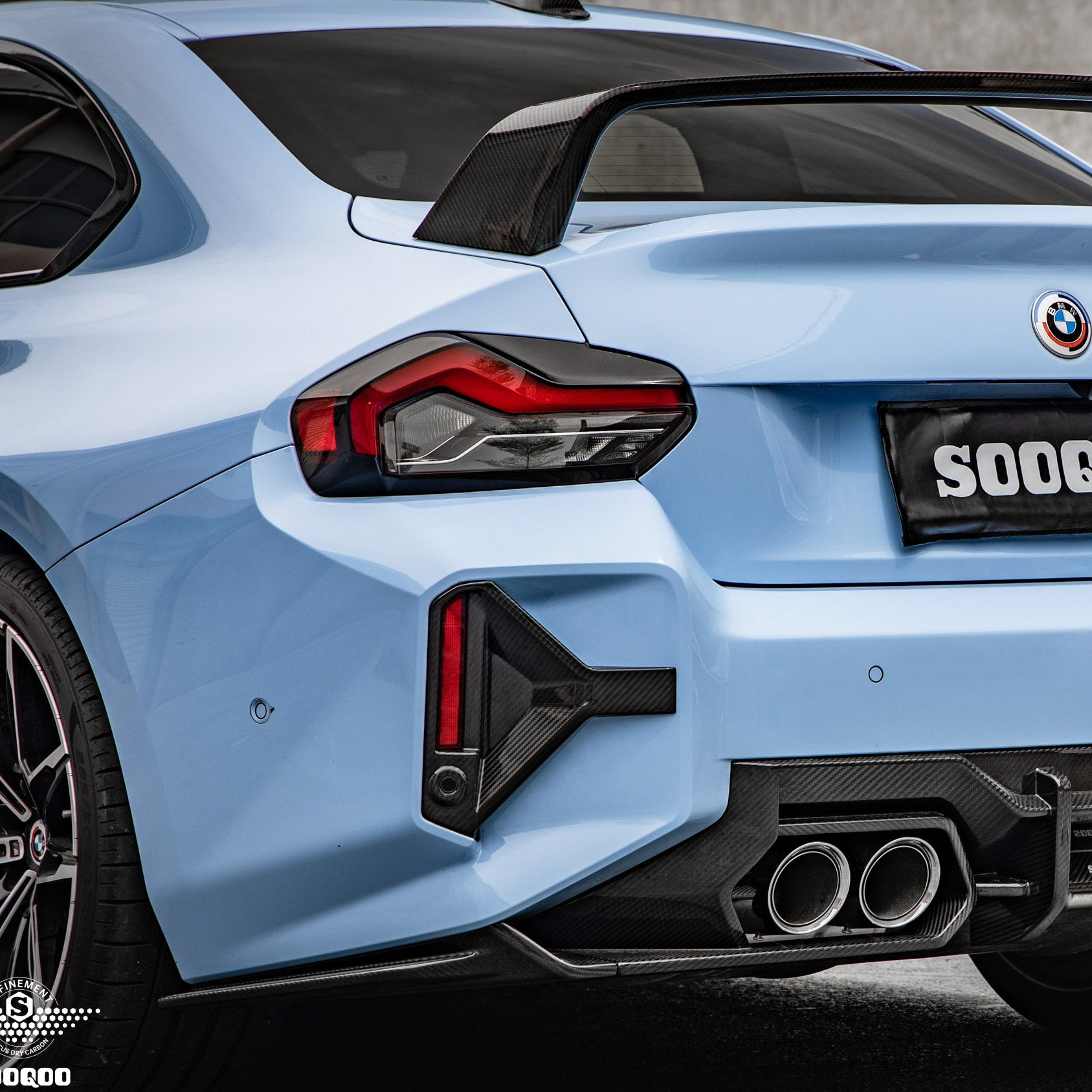 Sooqoo Pre Pregged Dry Carbon Fiber Rear Bumper Attachments for BMW M2 G87 2023+