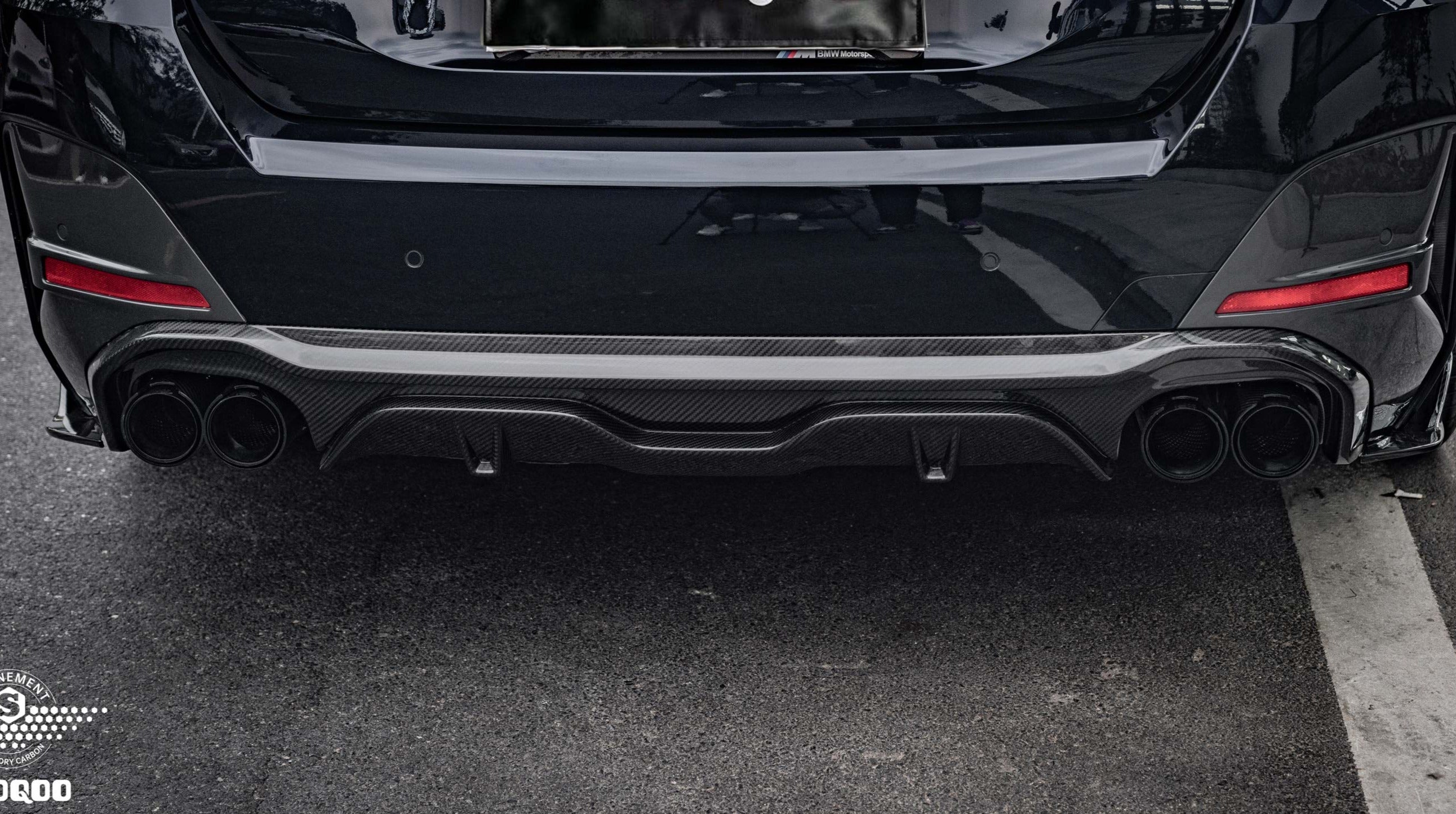 Sooqoo Pre Pregged Dry Carbon Fiber Quad Tips Diffuser for BMW 4 Series G26 2021+