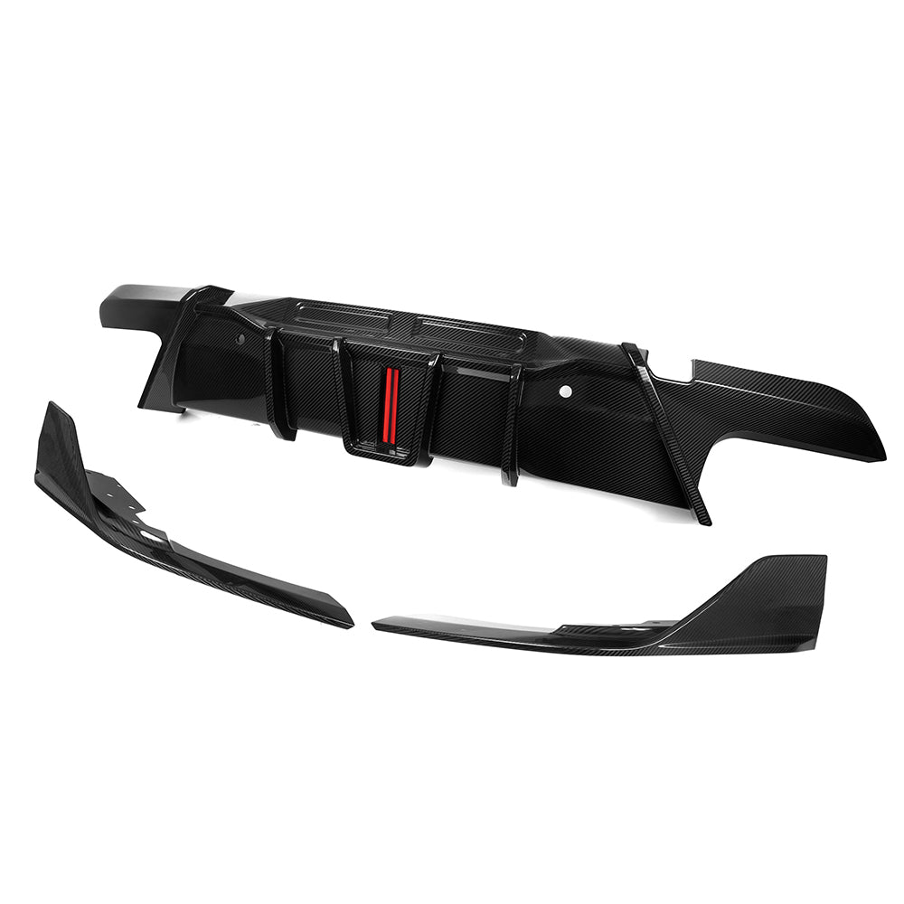 Sooqoo Pre Pregged Dry Carbon Fiber Diffuser for BMW X6M F96 with Brake Light