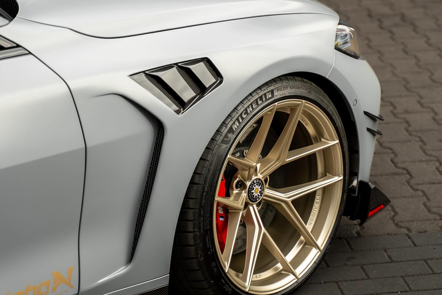 Alpha N Carbon Vented Front Fenders installed on BMW G8X M3 M4 exterior car modification.