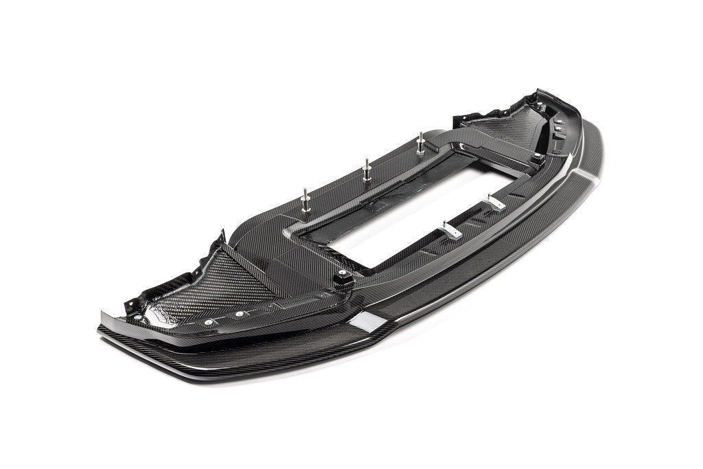 Alpha N G87 M2 Carbon Corse front splitter installed on a car, showcasing lightweight aerodynamic exterior upgrade.
