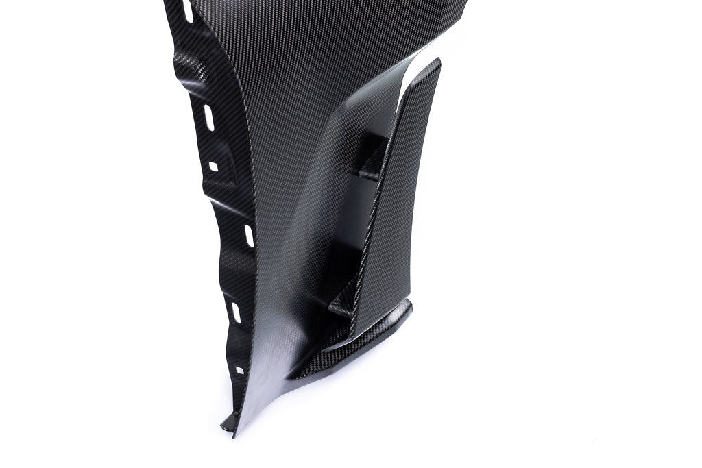 Alpha N G87 M2 Carbon Vented Front Fender Set V4 with Blades on white background, showcasing sleek automotive exterior design.