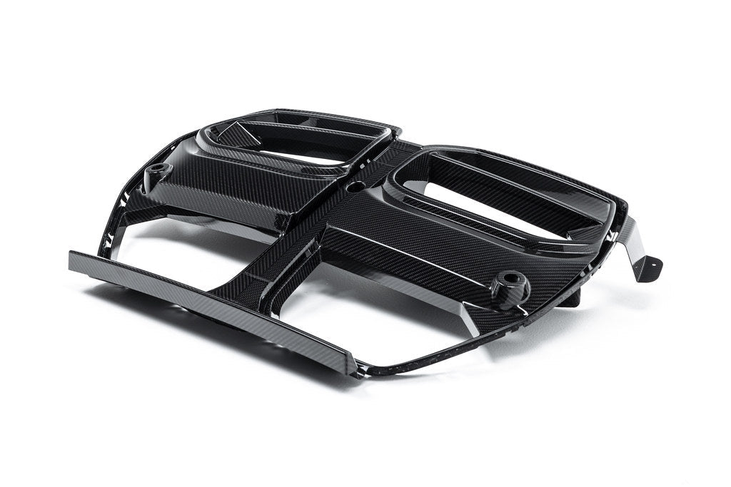 Alpha-N G8X M3 M4 carbon front grille for exterior installation, shown against a white background.