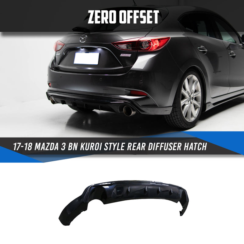 Kuroi Style Rear Diffuser for 17-18 Mazda 3 BN (Hatch)
