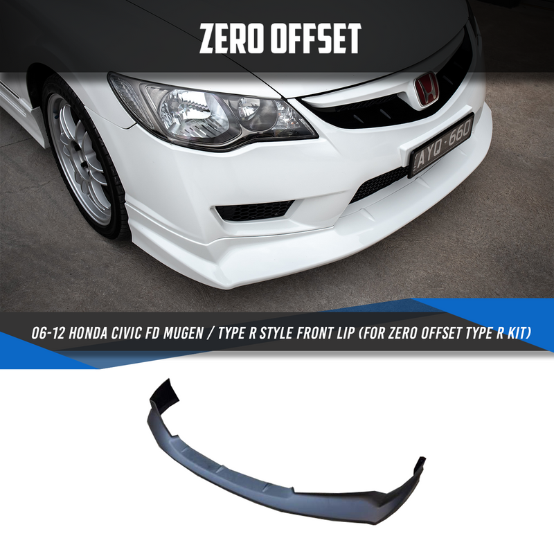 Mugen / Type R Style Front Lip for 06-12 Honda Civic FD (Suits Zero Offset Type R Kit)