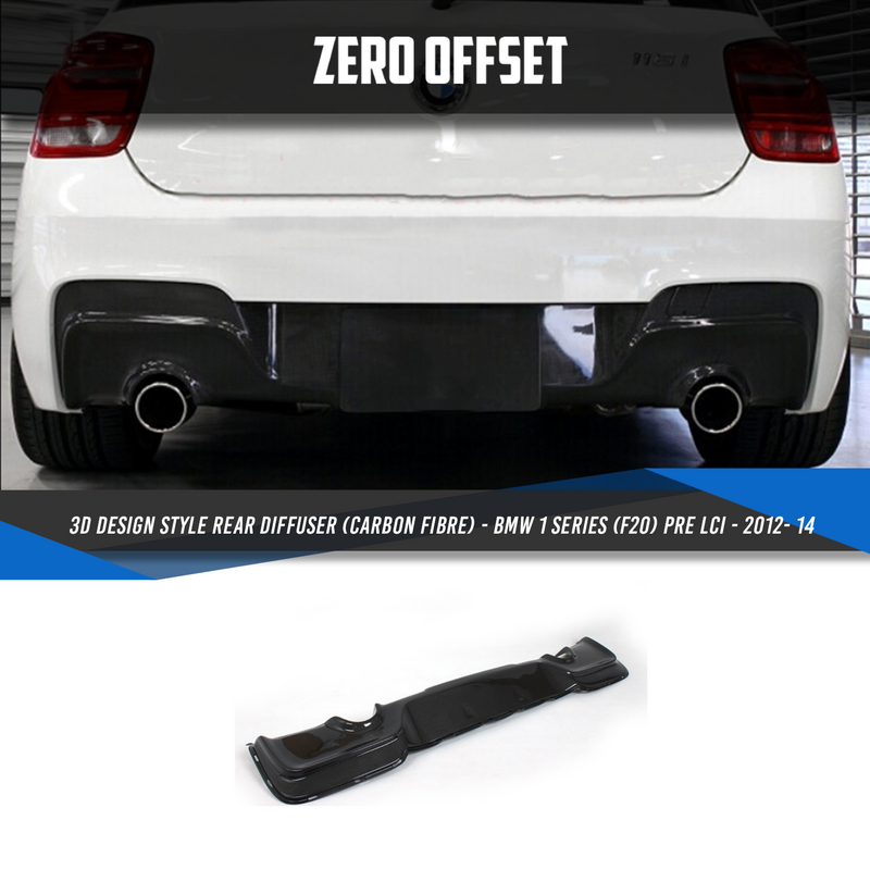 3D Design Style Rear Diffuser (Carbon Fibre) for BMW 1 Series (F20) Pre LCi - 2012- 14