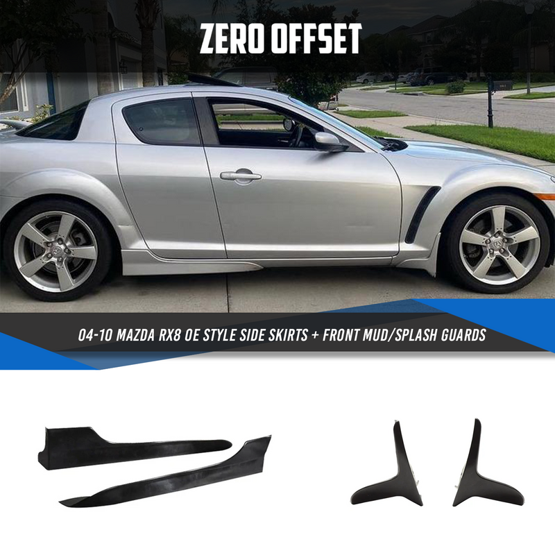 OE Style Side Skirts + Front Mud/Splash Guards for 04-10 Mazda RX8