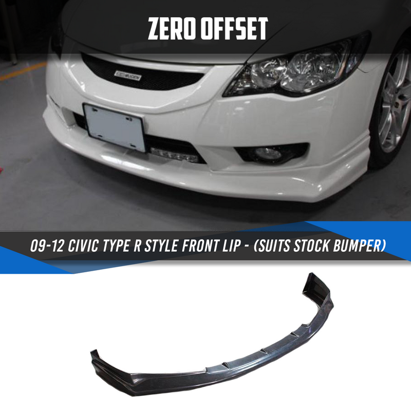 Type R Style Front Lip for 09-12 Civic FD (Suits Stock Bumper)